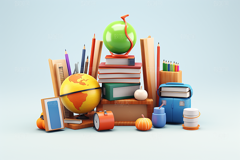 卡通文具教具学具效果图