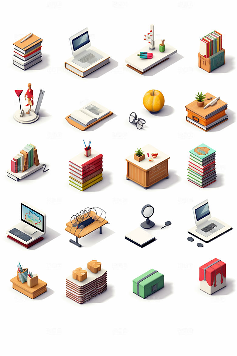 卡通文具教具上学效果图