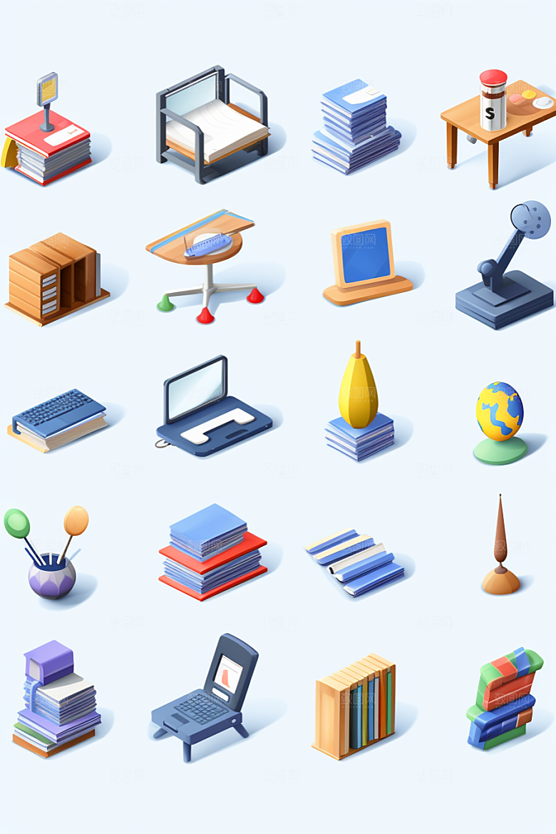 卡通文具开学学具效果图