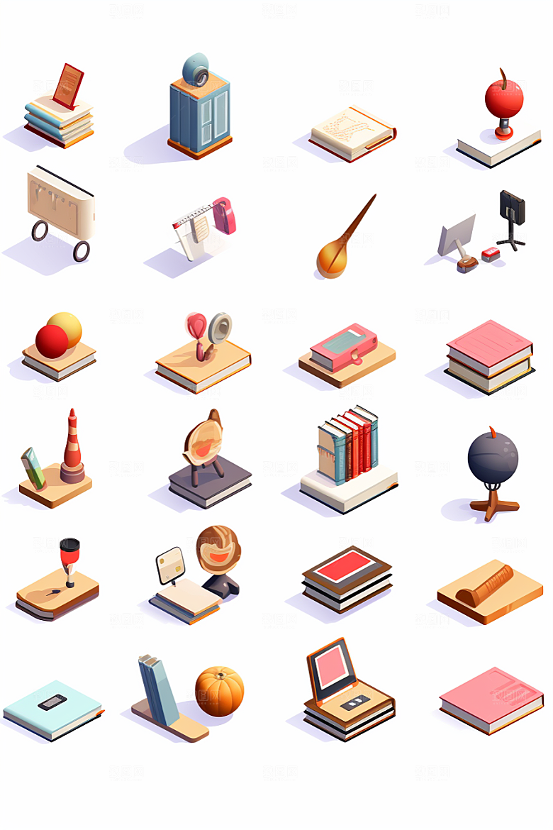 卡通文具3D立体效果图
