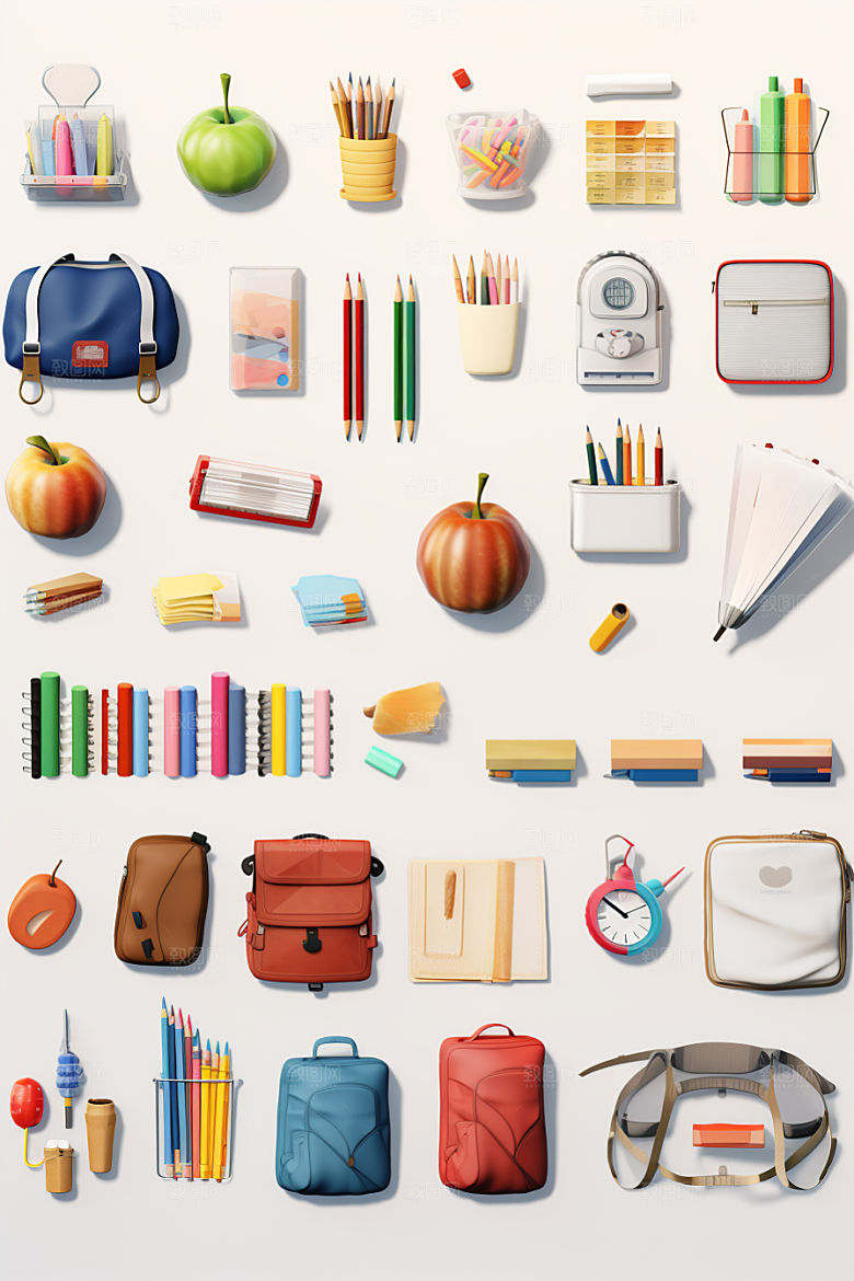 卡通文具立体学具效果图