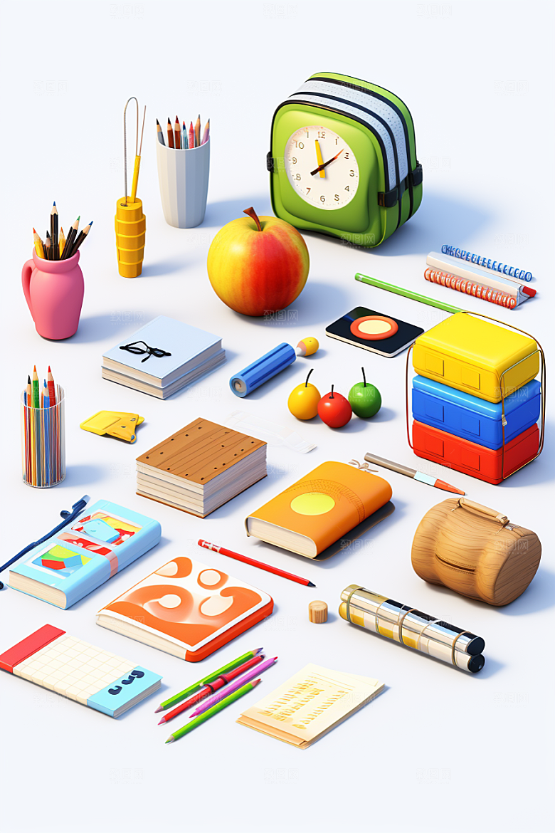 卡通文具教具高清效果图
