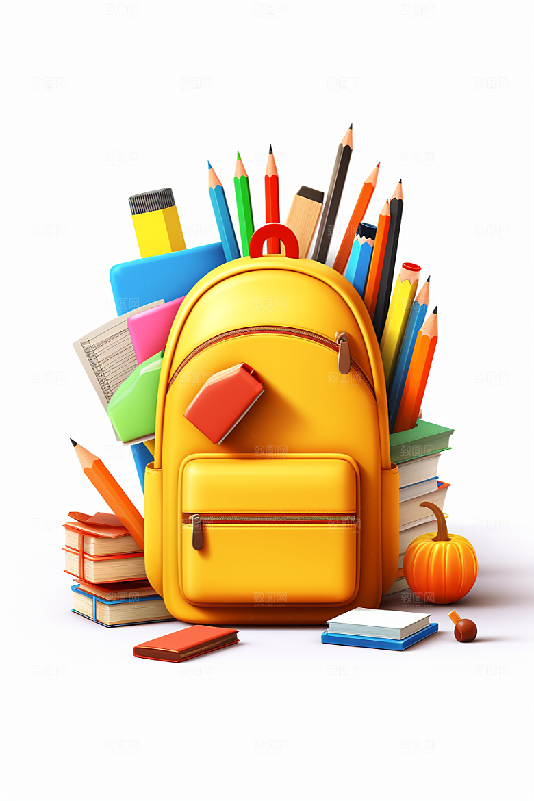 卡通文具学习用品立体效果图