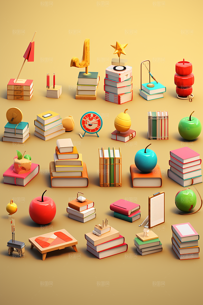卡通文具教具学具效果图