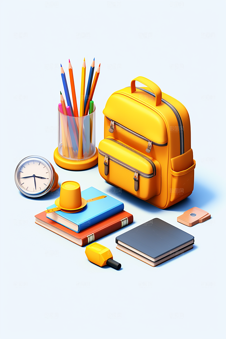 卡通文具学具教具效果图