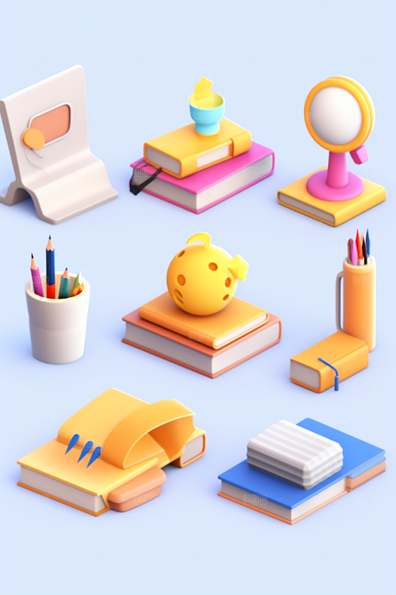 卡通文具立体学具效果图
