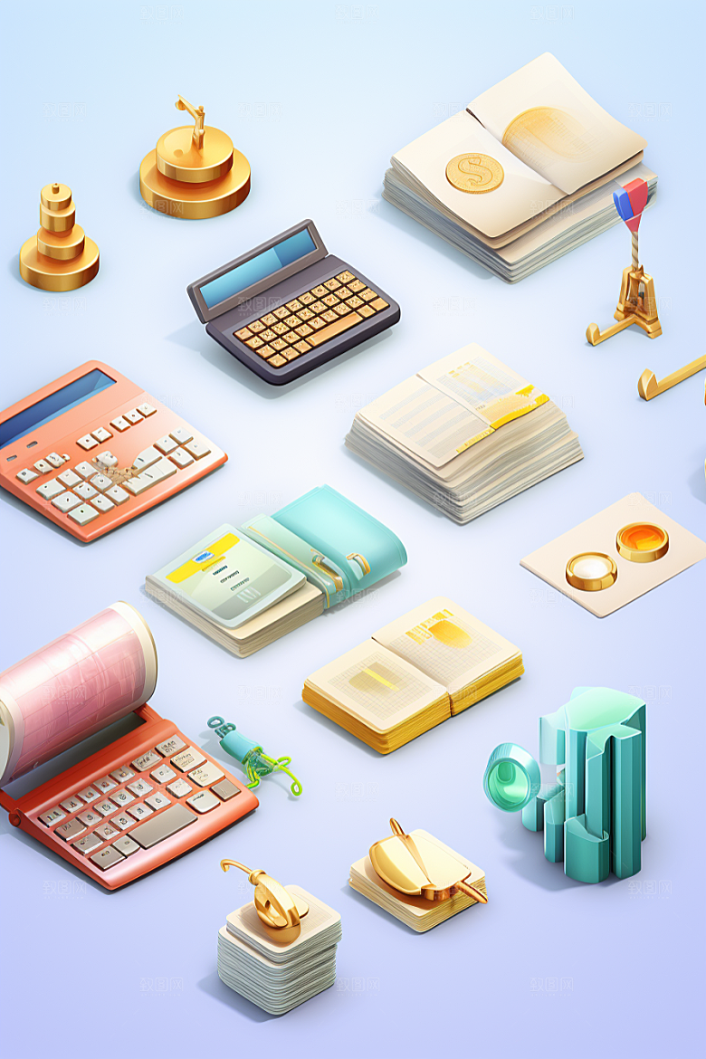 卡通文具C4D上学效果图