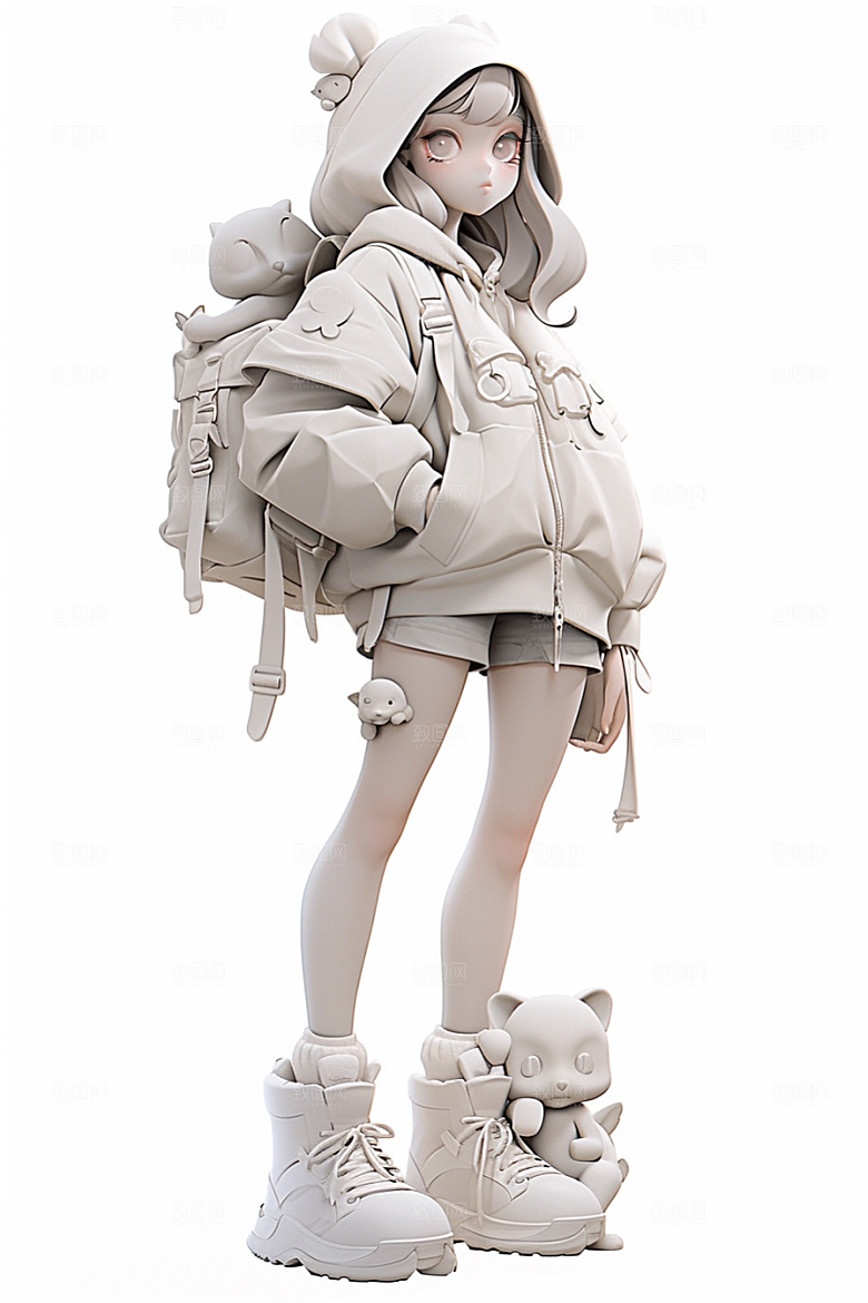 3D甜酷女孩元气形象模型