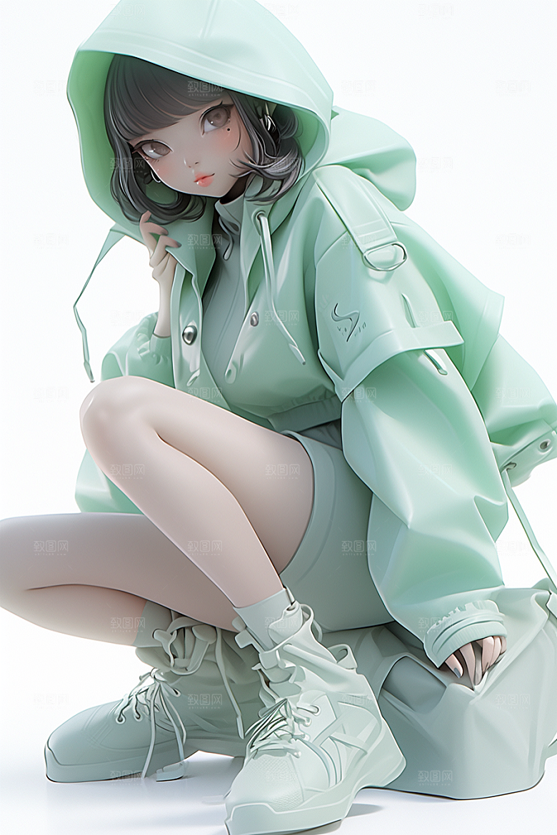 3D甜酷女孩形象人物IP模型