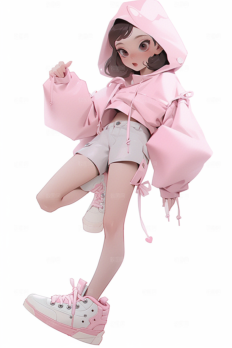 3D甜酷女孩人物IP甜美模型