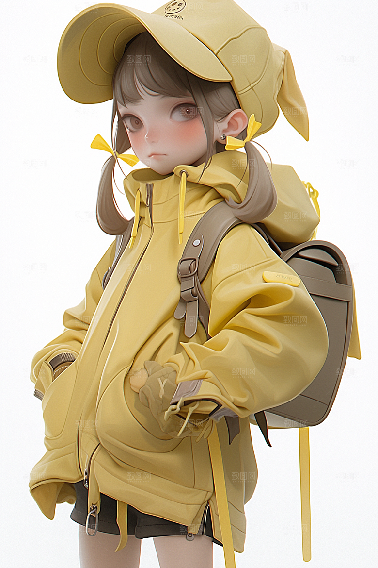 3D甜酷女孩可爱人物IP模型