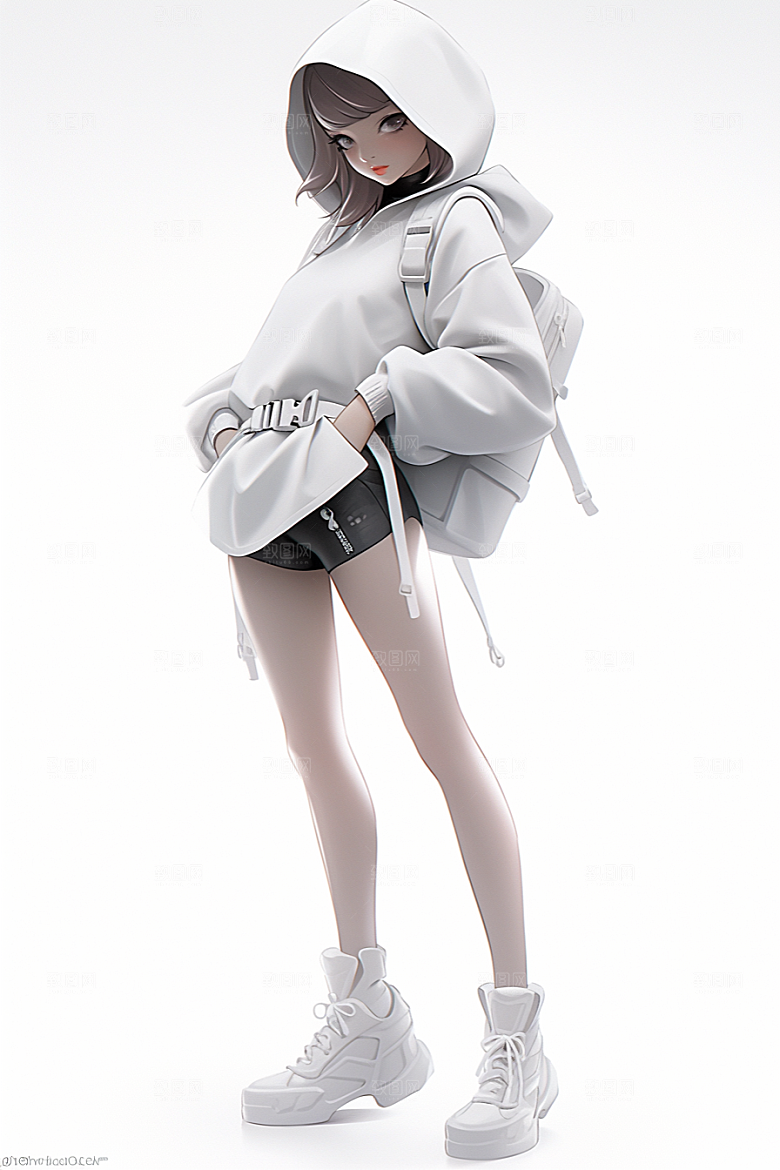 3D甜酷女孩元气人物IP模型