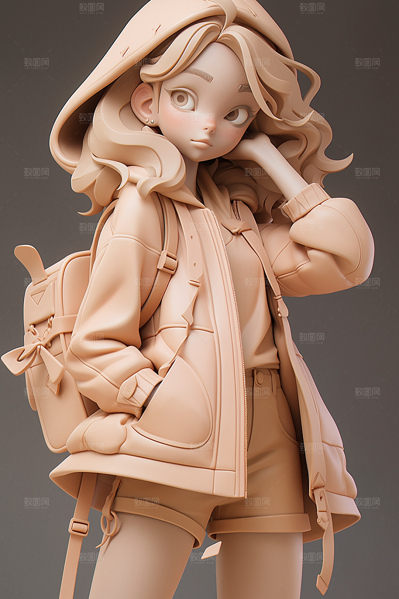 3D甜酷女孩立体形象模型
