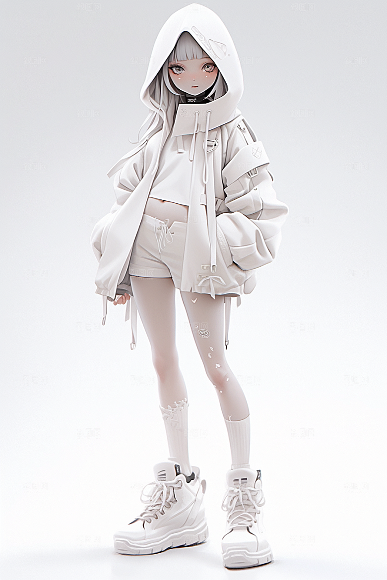 3D甜酷女孩立体甜美模型