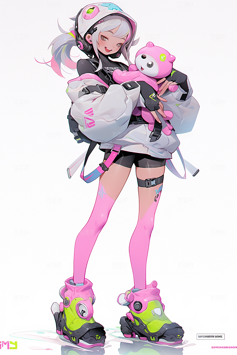 3D甜酷女孩甜美人物IP模型