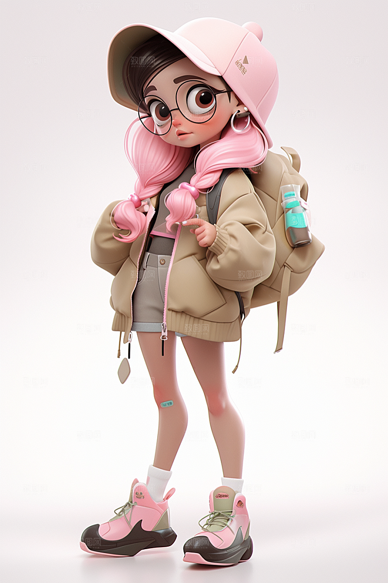 3D甜酷女孩可爱少女模型