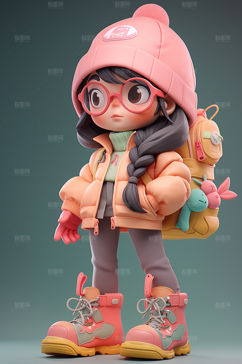 3D甜酷女孩可爱阳光模型