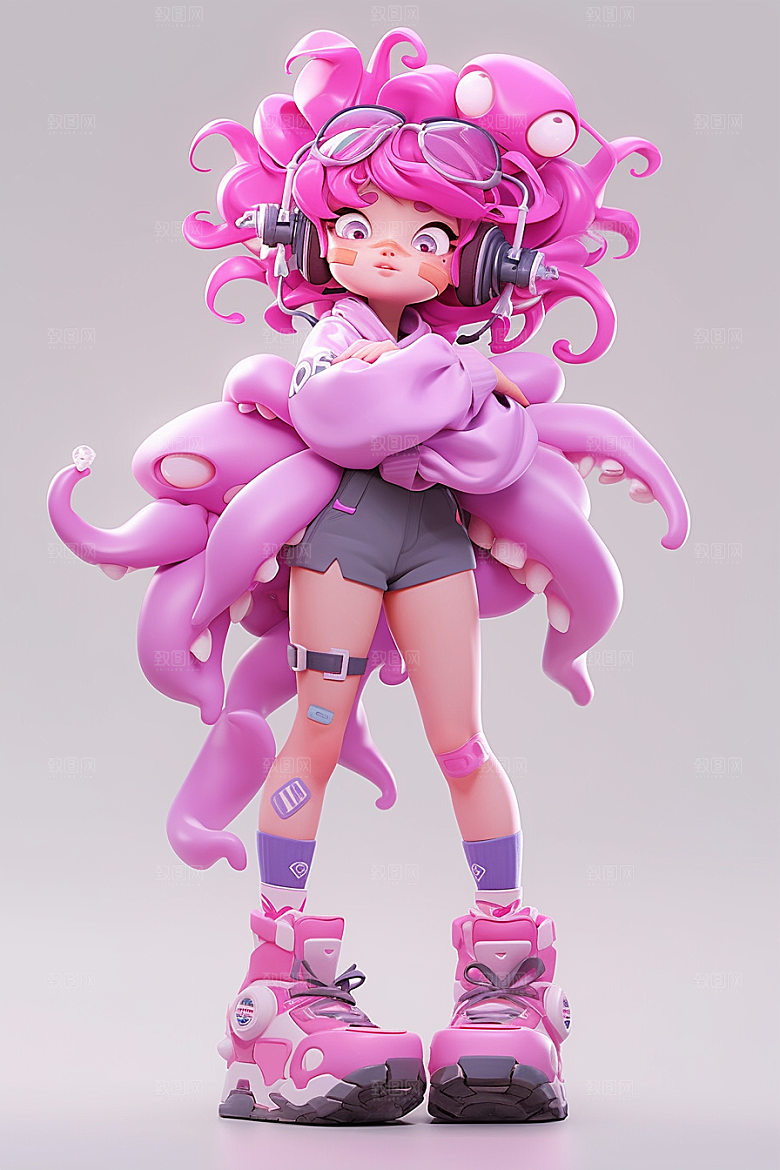 3D甜酷女孩运动风少女模型
