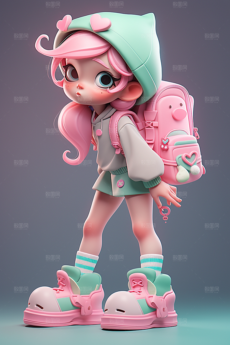 3D甜酷女孩少女形象模型