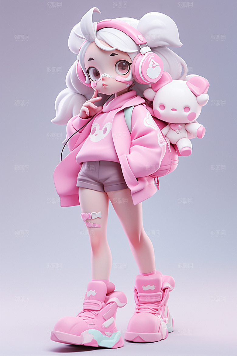 3D甜酷女孩运动风少女模型