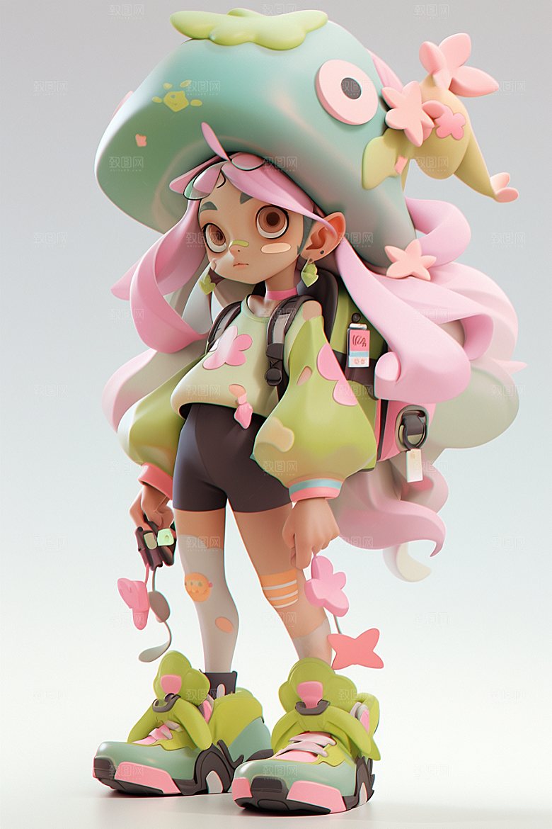 3D甜酷女孩立体少女模型