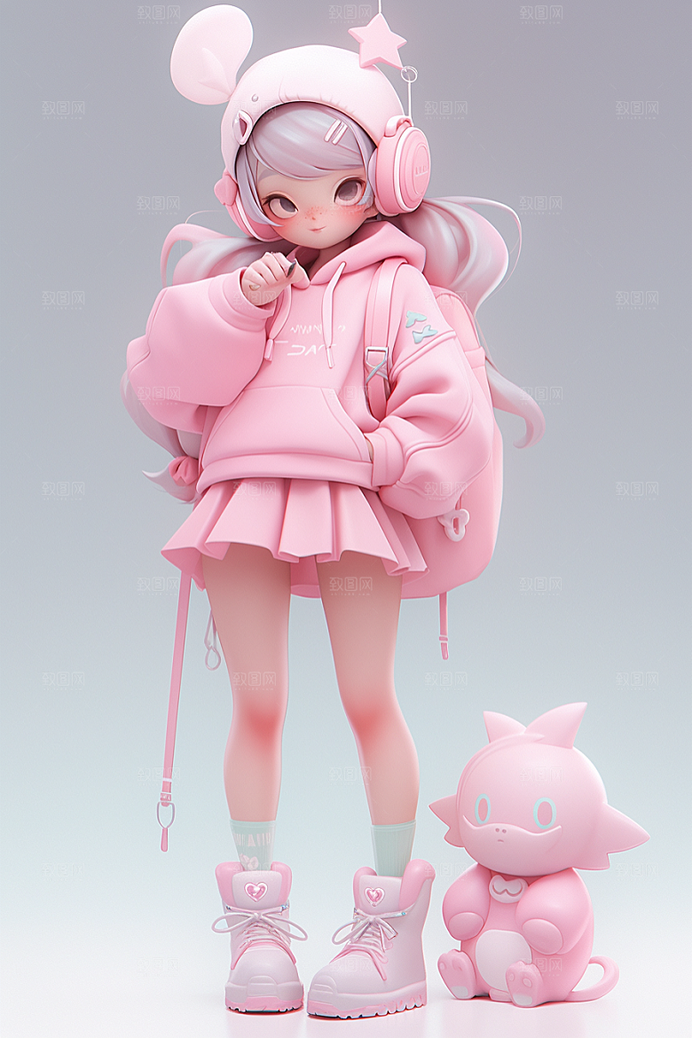 3D甜酷女孩可爱少女模型