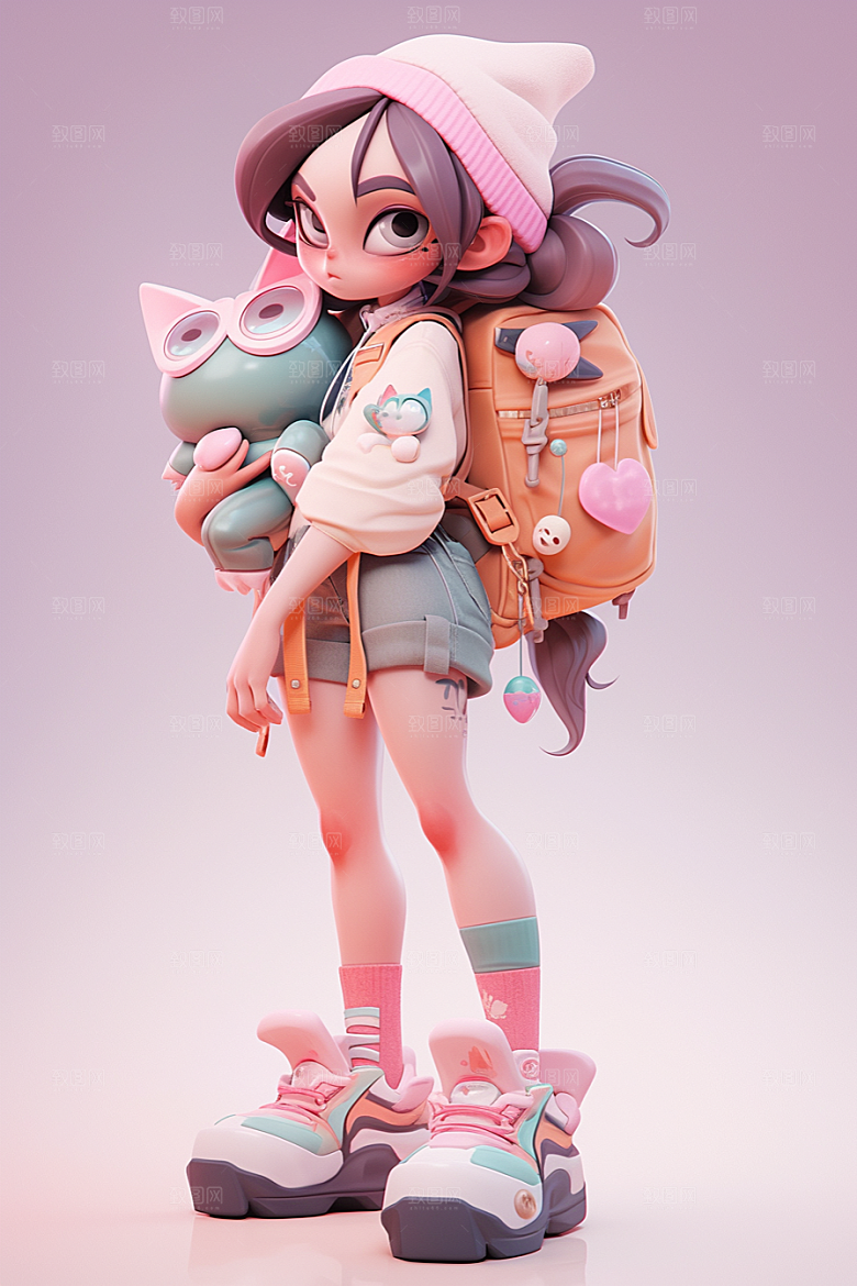 3D甜酷女孩形象少女模型