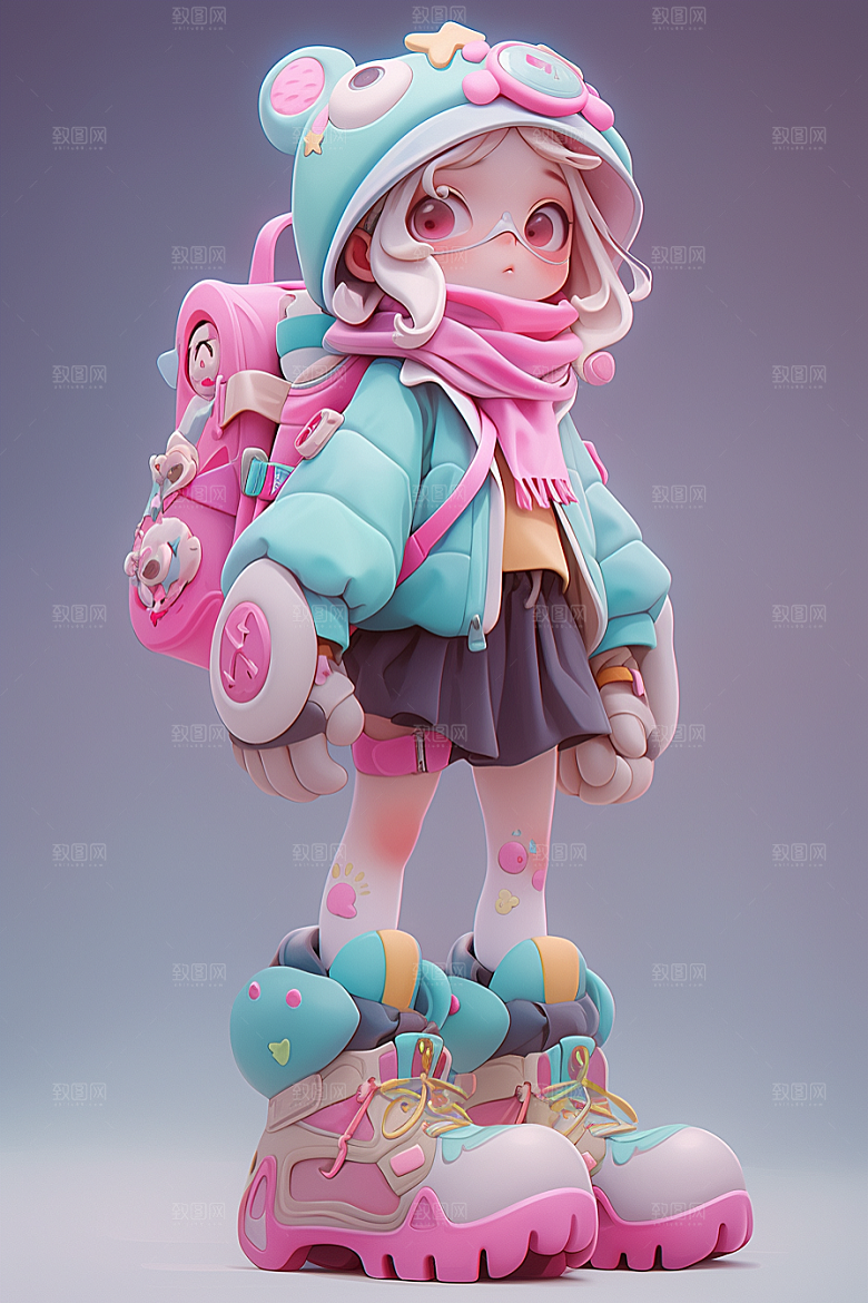 3D甜酷女孩少女阳光模型