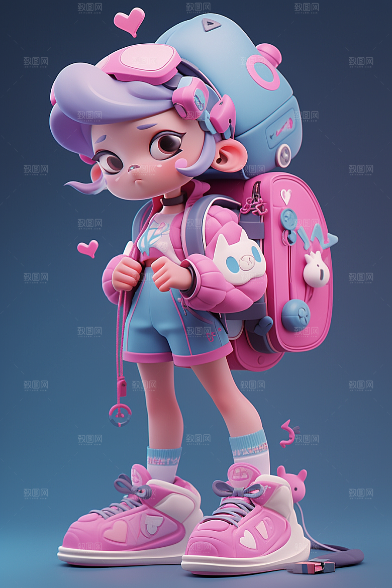 3D甜酷女孩阳光少女模型
