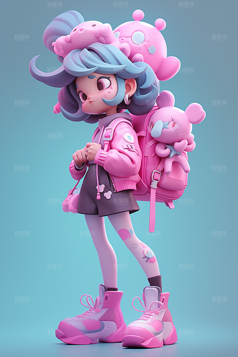 3D甜酷女孩运动风少女模型
