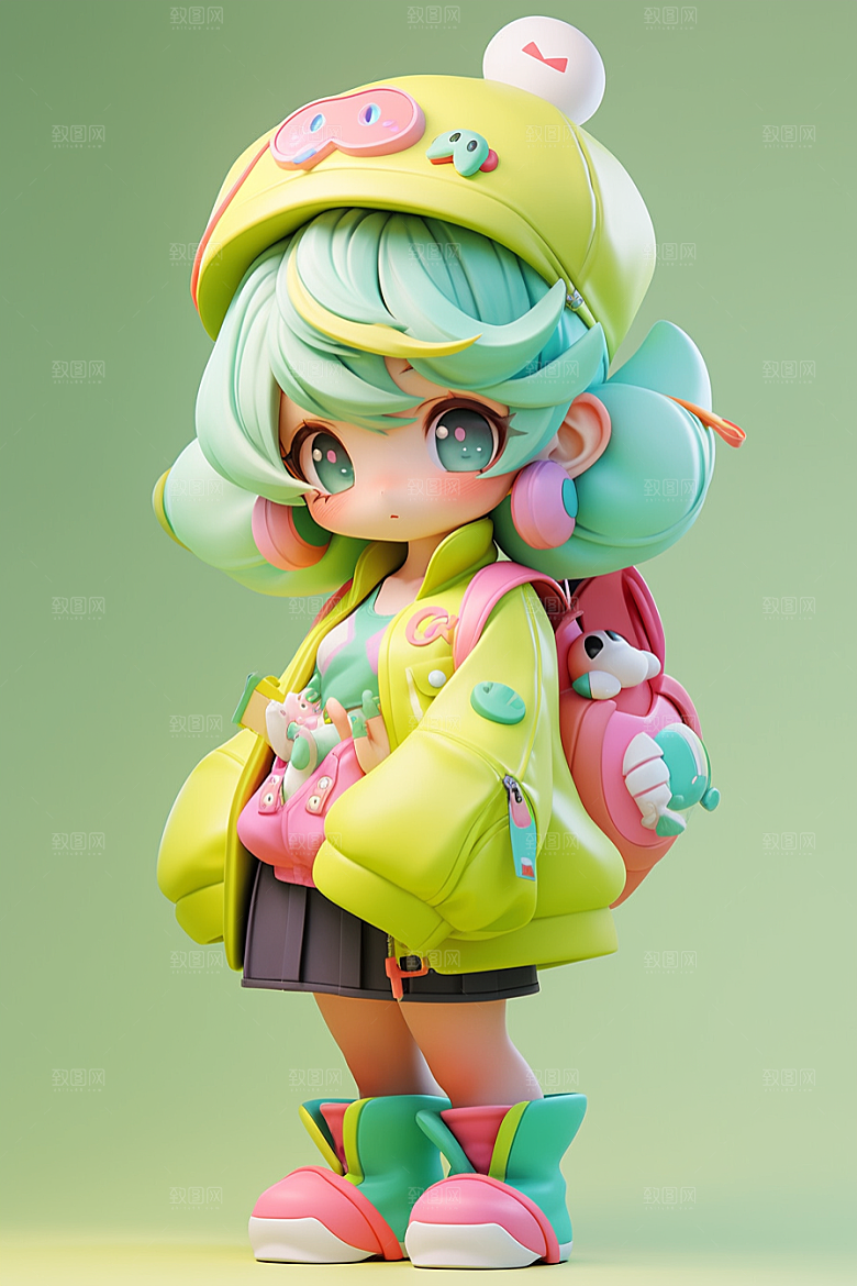 3D甜酷女孩少女元气模型