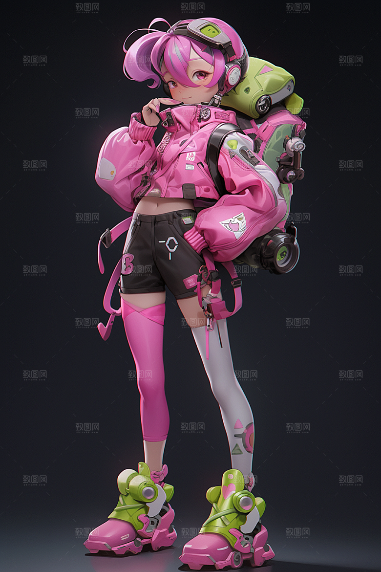 3D甜酷女孩甜美少女模型