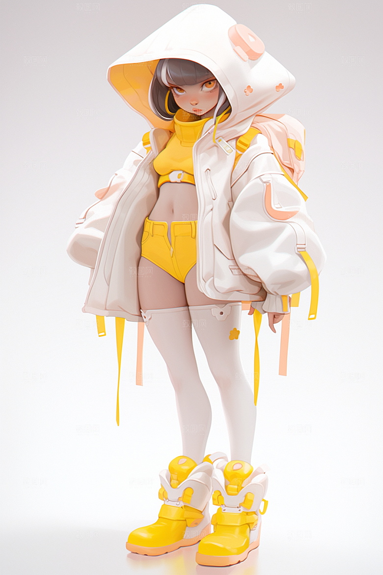 3D甜酷女孩元气少女模型