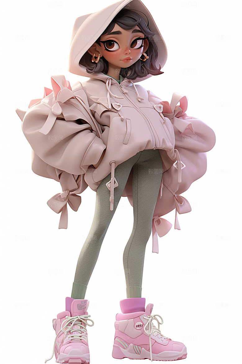 3D甜酷女孩阳光少女模型