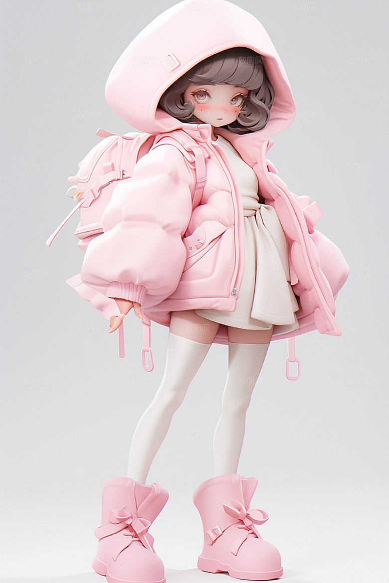 3D甜酷女孩阳光甜美模型
