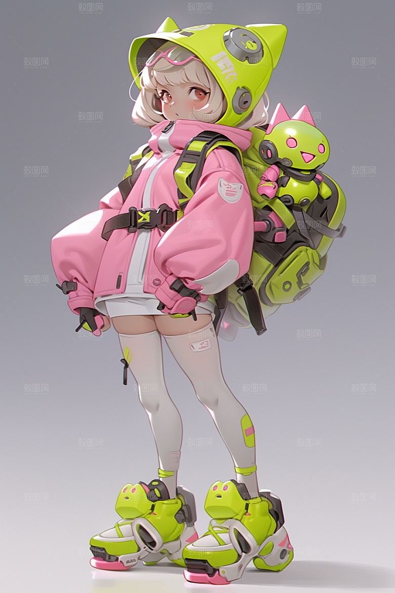 3D甜酷女孩可爱运动风模型