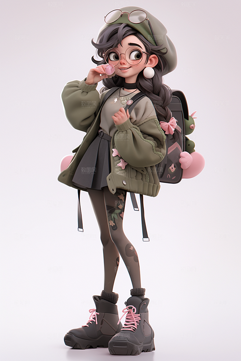 3D甜酷女孩立体运动风模型