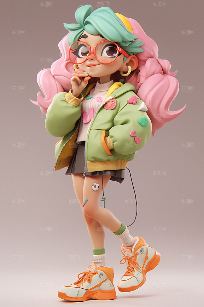 3D甜酷女孩少女甜美模型