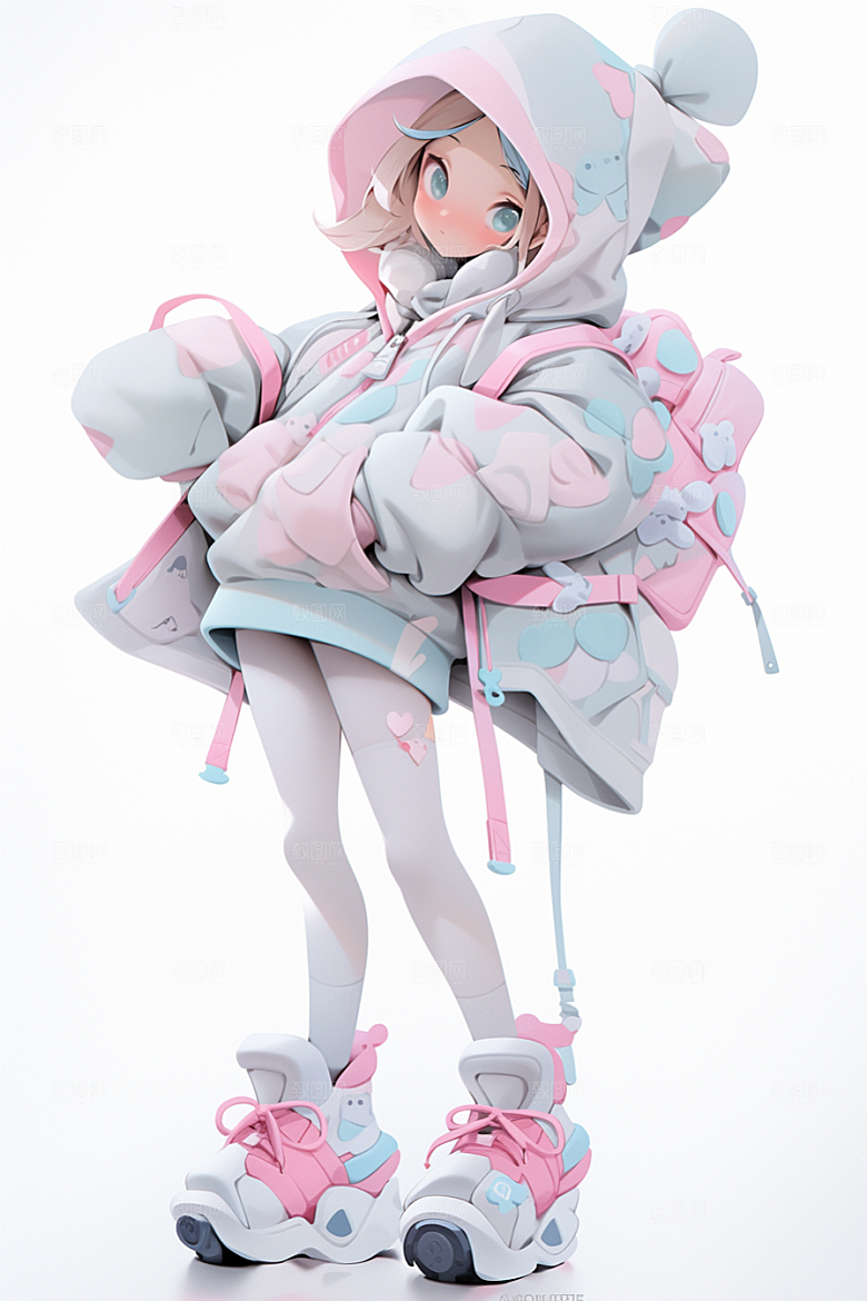3D甜酷女孩少女可爱模型