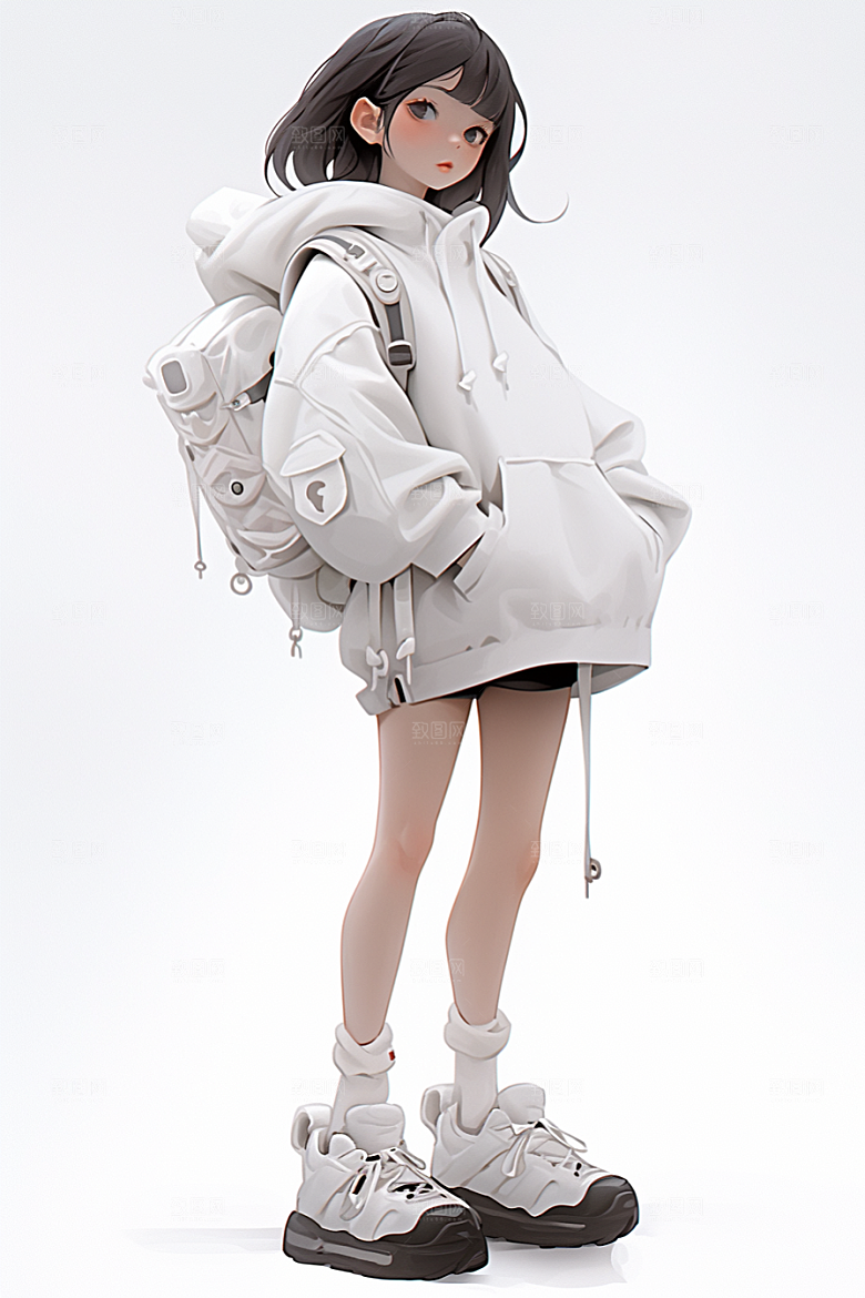 3D甜酷女孩立体少女模型