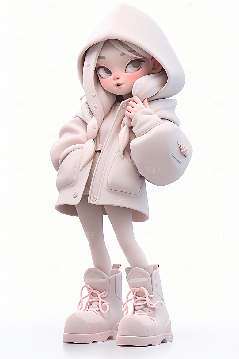 3D甜酷女孩少女立体模型