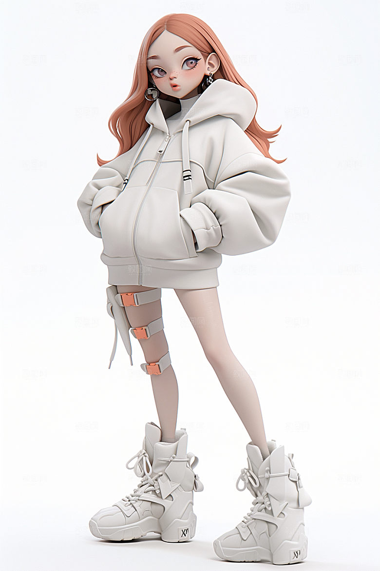 3D甜酷女孩阳光形象模型