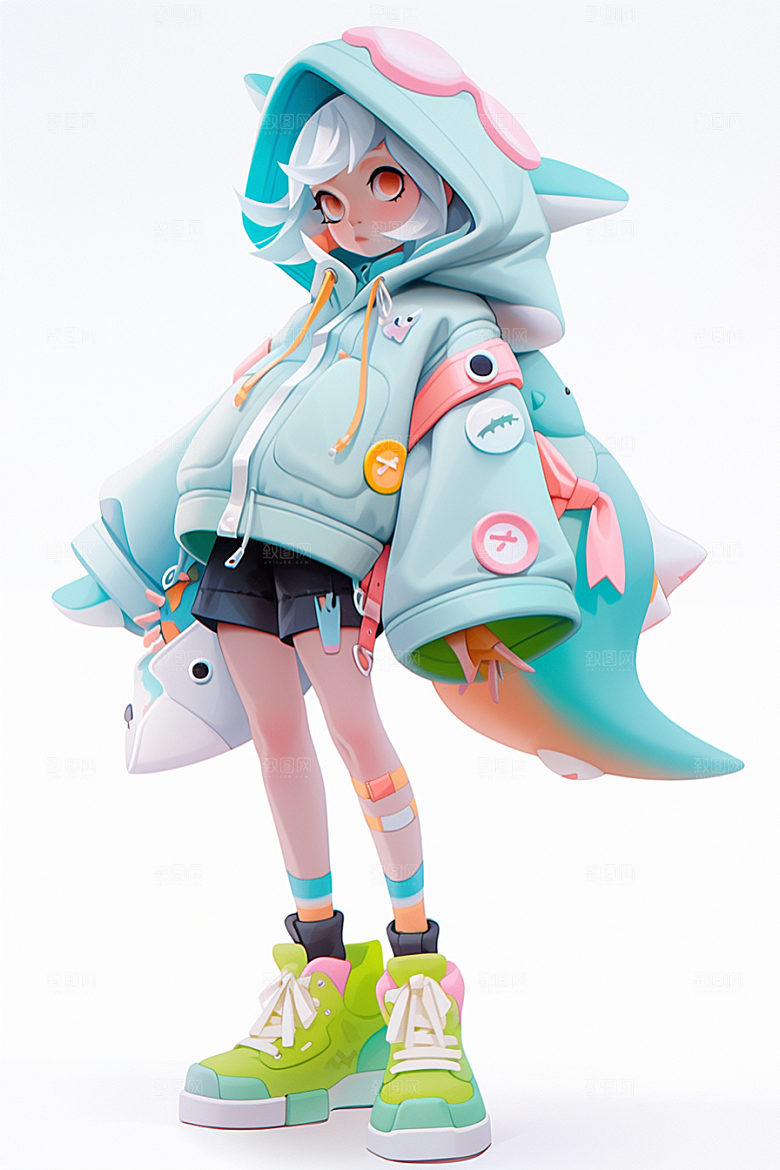 3D甜酷女孩甜美形象模型
