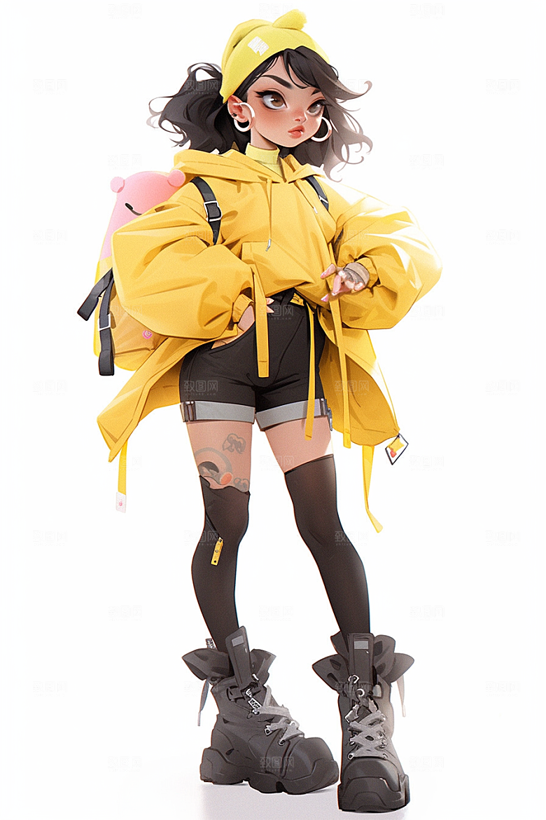3D甜酷女孩可爱形象模型
