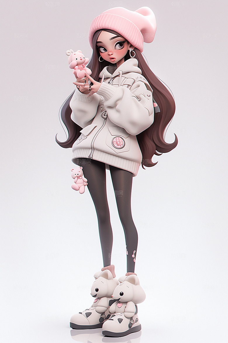 3D甜酷女孩少女可爱模型