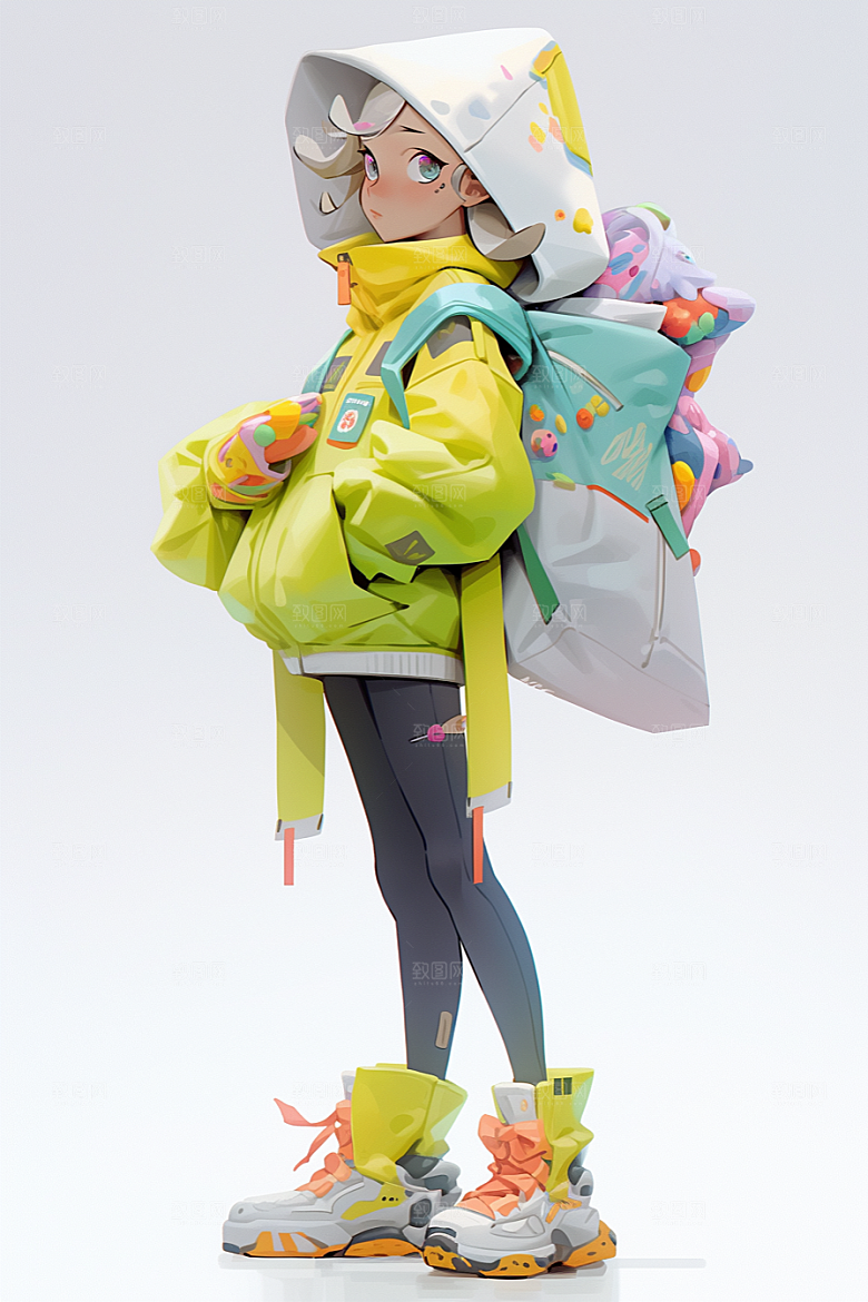 3D甜酷女孩少女阳光模型