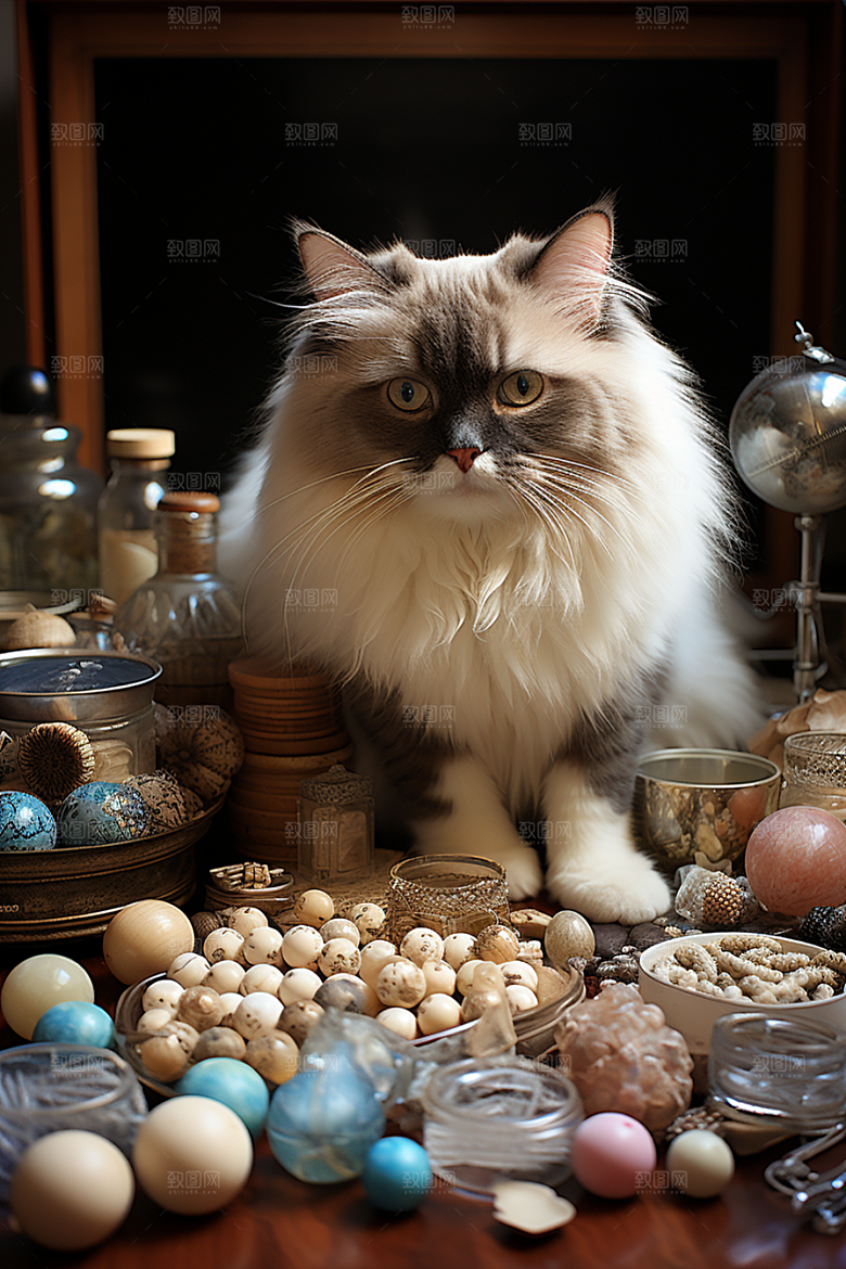 可爱布偶猫优雅长毛猫摄影图