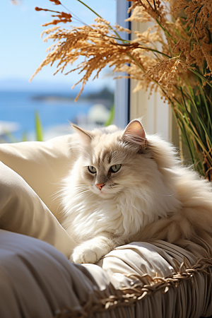 可爱布偶猫优雅长毛猫摄影图