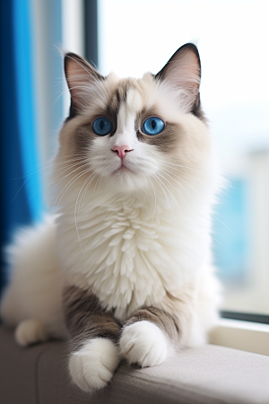可爱布偶猫品种猫动物摄影图
