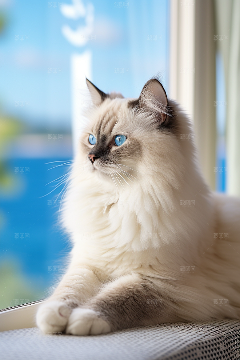 可爱布偶猫长毛猫品种猫摄影图